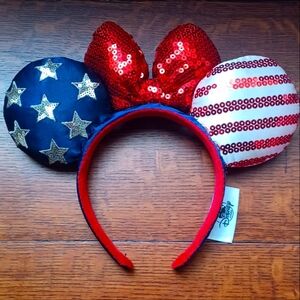 Red white& blue Sequenced minnie mouse headband